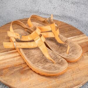 Born Sandals Womens Reta Ankle Strappy Flats Thong Orange Leather Sandals Size 7